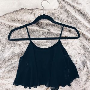Black Chiffon Cropped Tank